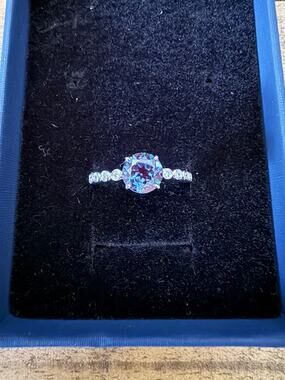 Color Changing Lab Alexandrite & Lab Diamond Sterling Silver 925 Ring Sz 7